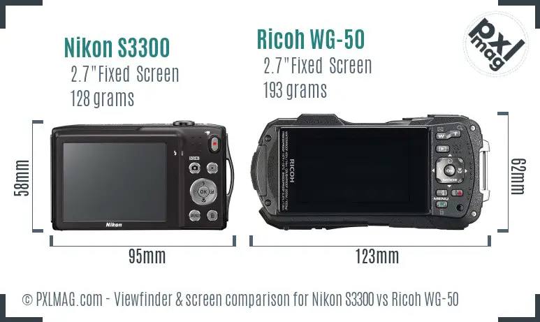 Nikon S3300 vs Ricoh WG-50 Screen and Viewfinder comparison