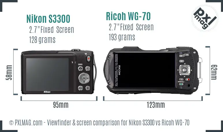Nikon S3300 vs Ricoh WG-70 Screen and Viewfinder comparison Nikon S3300 vs Ricoh WG-70 Screen and Viewfinder comparison