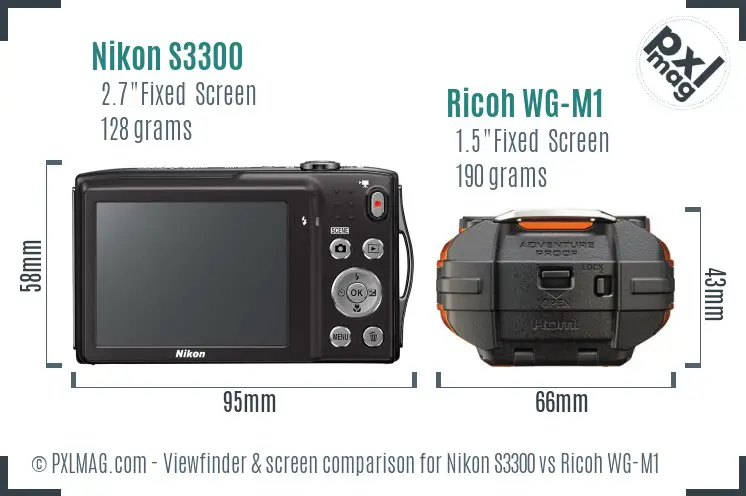 Nikon S3300 vs Ricoh WG-M1 Screen and Viewfinder comparison