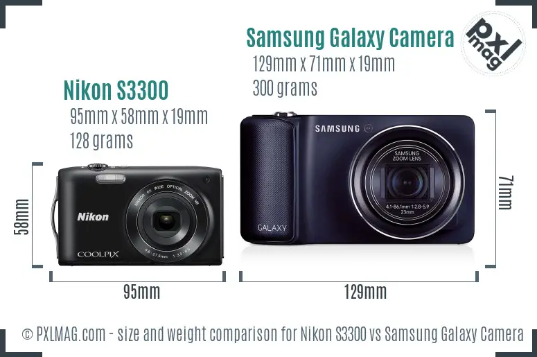 Nikon S3300 vs Samsung Galaxy Camera size comparison Nikon S3300 vs Samsung Galaxy Camera size comparison