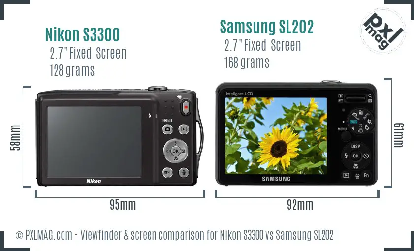 Nikon S3300 vs Samsung SL202 Screen and Viewfinder comparison Nikon S3300 vs Samsung SL202 Screen and Viewfinder comparison