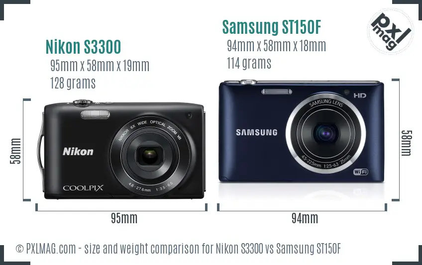 Nikon S3300 vs Samsung ST150F size comparison