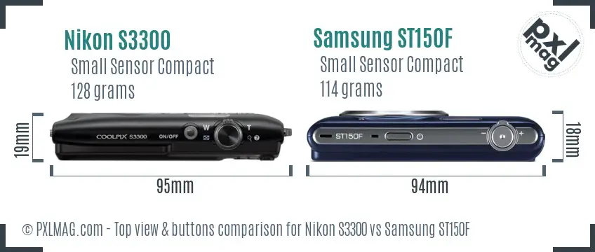 Nikon S3300 vs Samsung ST150F top view buttons comparison