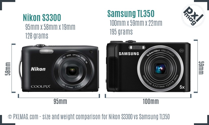 Nikon S3300 vs Samsung TL350 size comparison Nikon S3300 vs Samsung TL350 size comparison