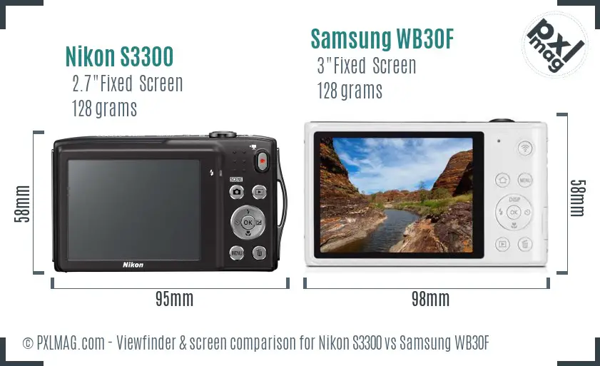 Nikon S3300 vs Samsung WB30F Screen and Viewfinder comparison Nikon S3300 vs Samsung WB30F Screen and Viewfinder comparison