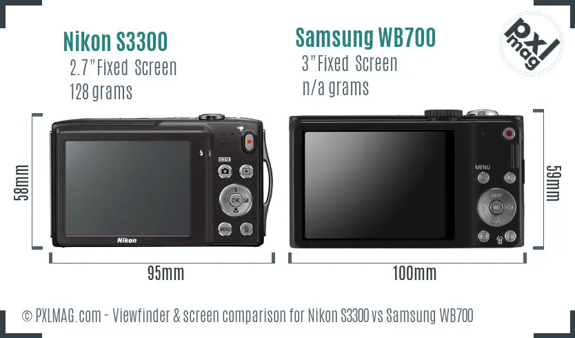 Nikon S3300 vs Samsung WB700 Screen and Viewfinder comparison