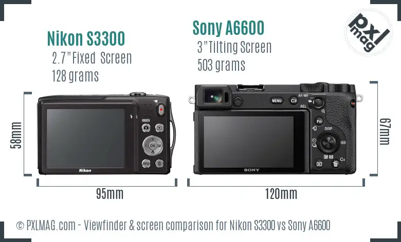 Nikon S3300 vs Sony A6600 Screen and Viewfinder comparison
