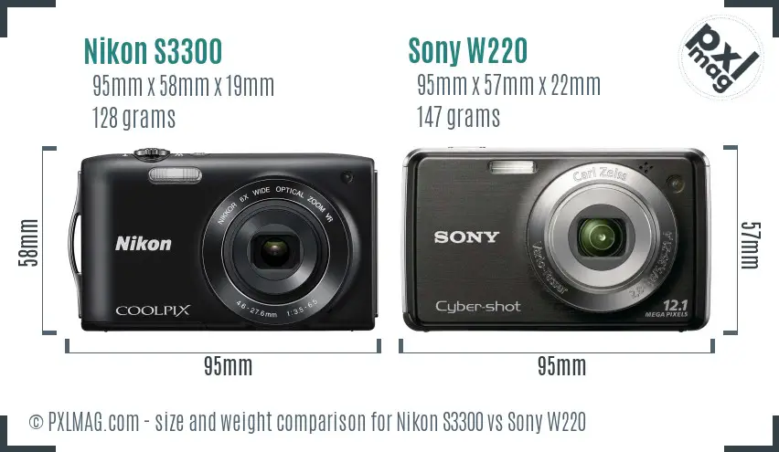 Nikon S3300 vs Sony W220 size comparison Nikon S3300 vs Sony W220 size comparison
