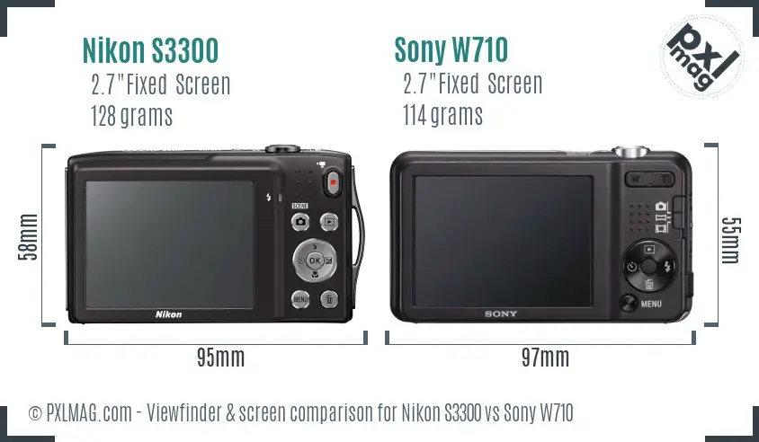 Nikon S3300 vs Sony W710 Screen and Viewfinder comparison