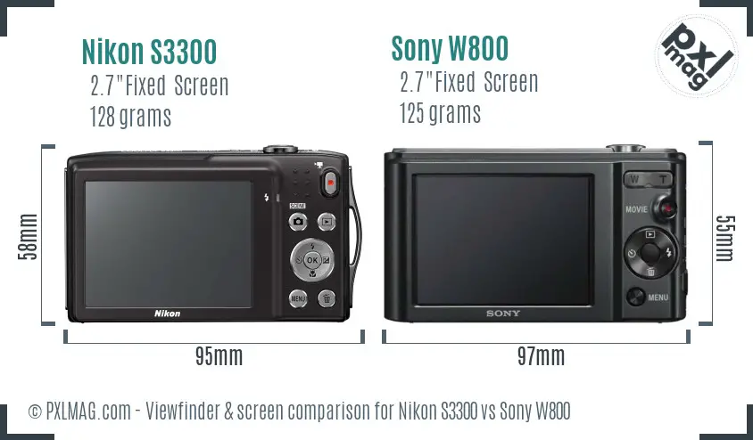 Nikon S3300 vs Sony W800 Screen and Viewfinder comparison Nikon S3300 vs Sony W800 Screen and Viewfinder comparison