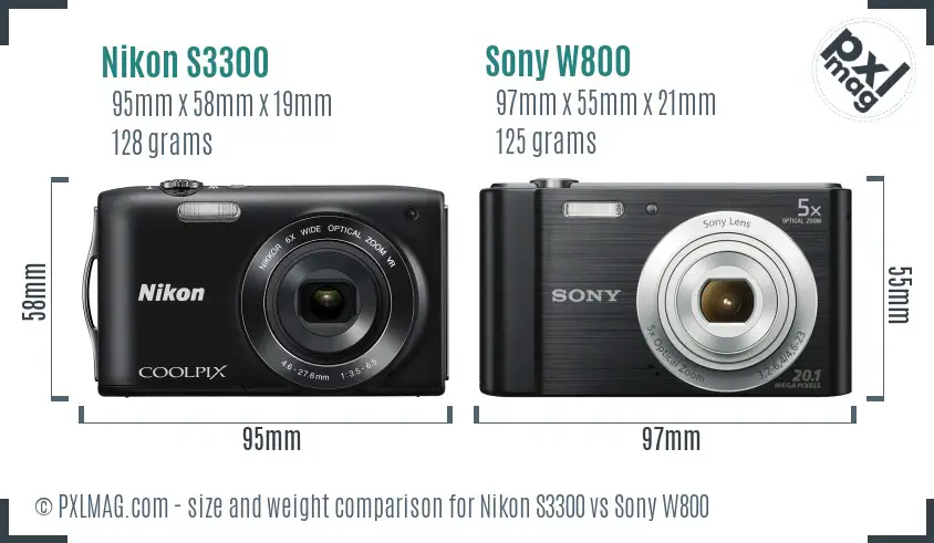 Nikon S3300 vs Sony W800 size comparison Nikon S3300 vs Sony W800 size comparison