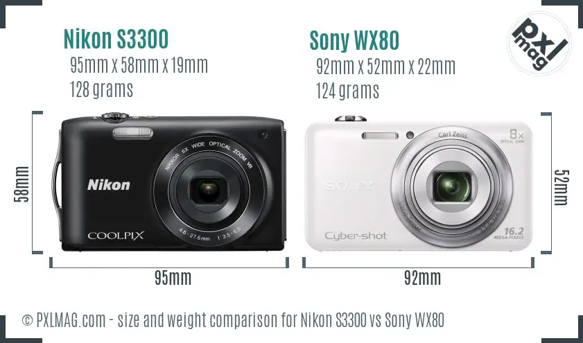 Nikon S3300 vs Sony WX80 size comparison Nikon S3300 vs Sony WX80 size comparison