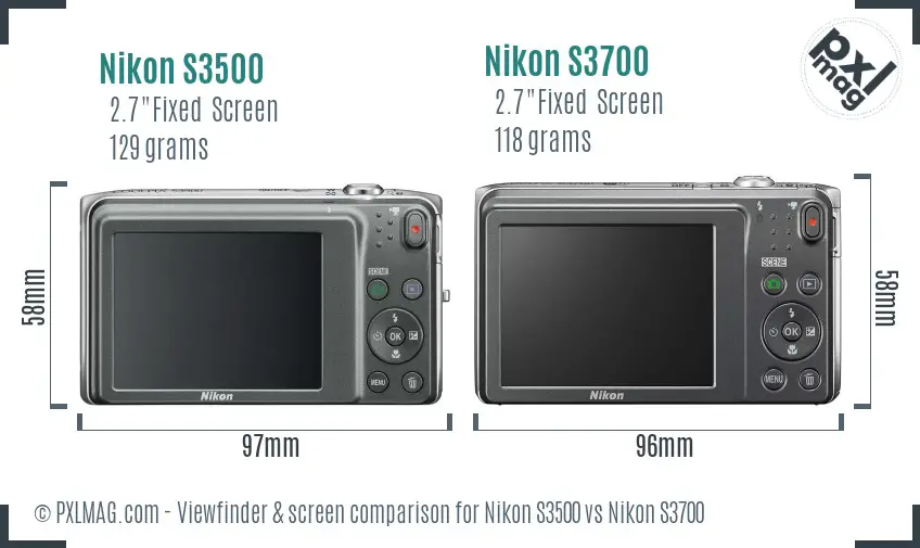 Nikon S3500 vs Nikon S3700 Screen and Viewfinder comparison Nikon S3500 vs Nikon S3700 Screen and Viewfinder comparison