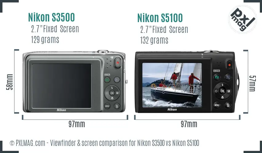 Nikon S3500 vs Nikon S5100 Screen and Viewfinder comparison