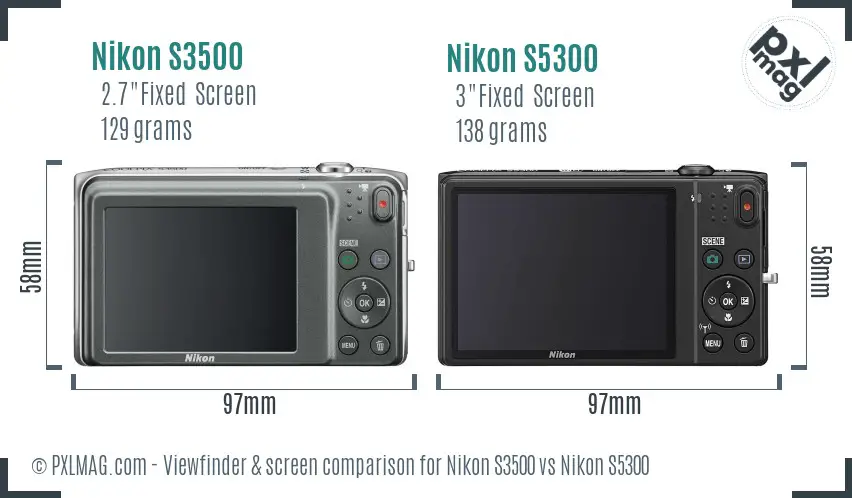 Nikon S3500 vs Nikon S5300 Screen and Viewfinder comparison
