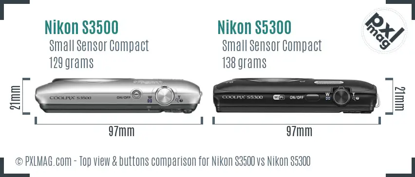 Nikon S3500 vs Nikon S5300 top view buttons comparison