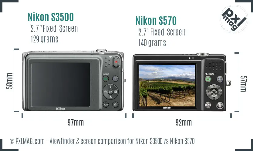 Nikon S3500 vs Nikon S570 Screen and Viewfinder comparison