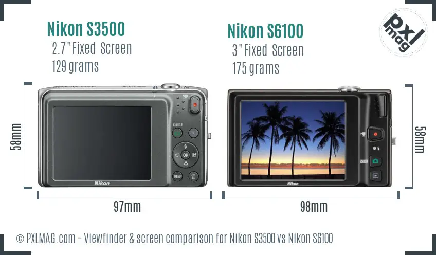 Nikon S3500 vs Nikon S6100 Screen and Viewfinder comparison