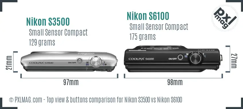 Nikon S3500 vs Nikon S6100 top view buttons comparison