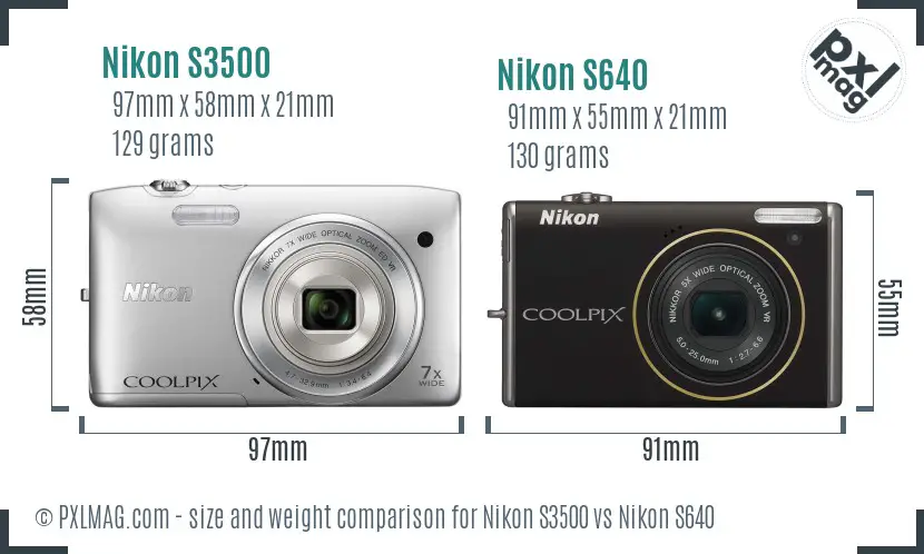Nikon S3500 vs Nikon S640 size comparison
