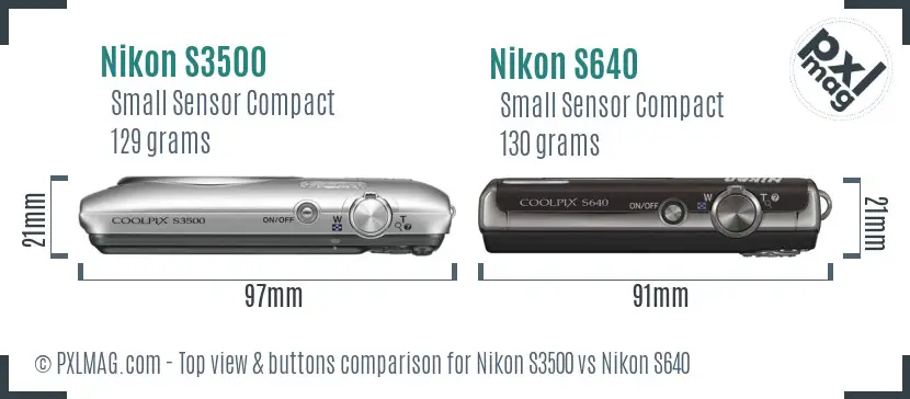 Nikon S3500 vs Nikon S640 top view buttons comparison