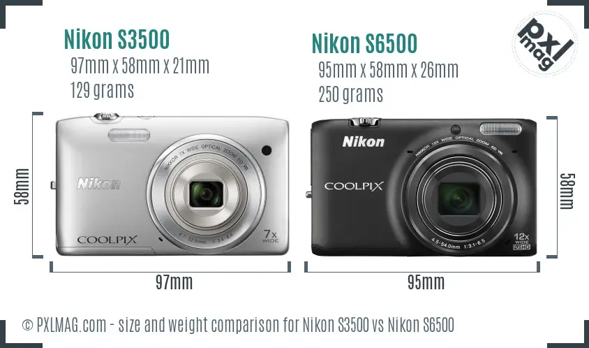 Nikon S3500 vs Nikon S6500 size comparison
