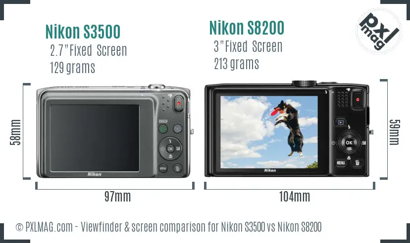 Nikon S3500 vs Nikon S8200 Screen and Viewfinder comparison