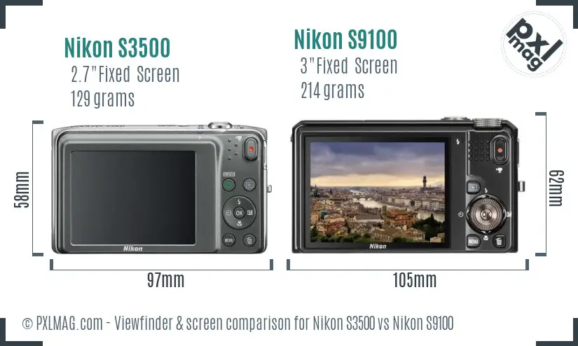 Nikon S3500 vs Nikon S9100 Screen and Viewfinder comparison