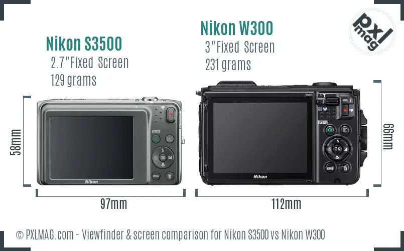 Nikon S3500 vs Nikon W300 Screen and Viewfinder comparison Nikon S3500 vs Nikon W300 Screen and Viewfinder comparison