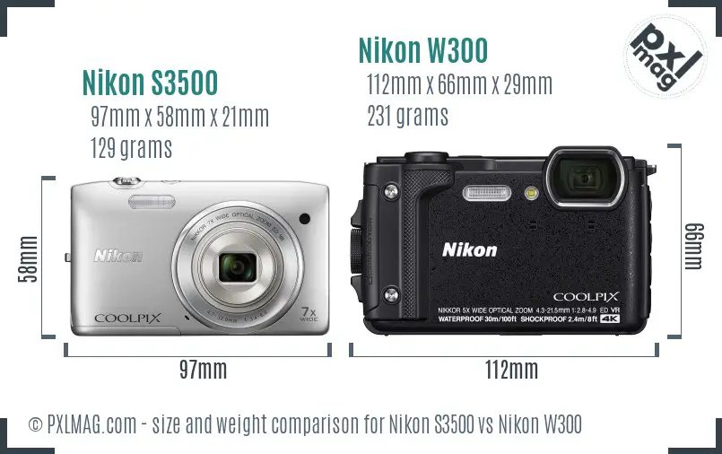 Nikon S3500 vs Nikon W300 size comparison Nikon S3500 vs Nikon W300 size comparison