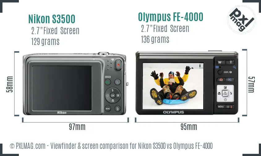 Nikon S3500 vs Olympus FE-4000 Screen and Viewfinder comparison