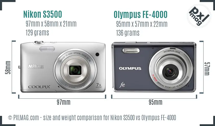 Nikon S3500 vs Olympus FE-4000 size comparison