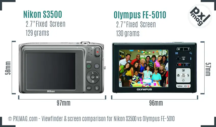 Nikon S3500 vs Olympus FE-5010 Screen and Viewfinder comparison Nikon S3500 vs Olympus FE-5010 Screen and Viewfinder comparison