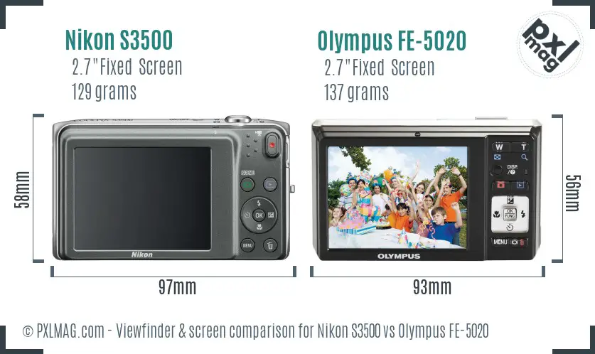 Nikon S3500 vs Olympus FE-5020 Screen and Viewfinder comparison Nikon S3500 vs Olympus FE-5020 Screen and Viewfinder comparison