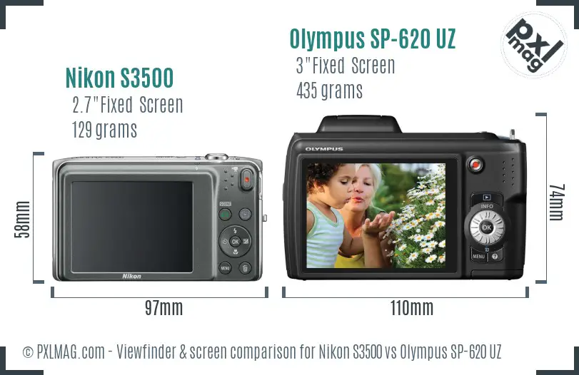 Nikon S3500 vs Olympus SP-620 UZ Screen and Viewfinder comparison Nikon S3500 vs Olympus SP-620 UZ Screen and Viewfinder comparison