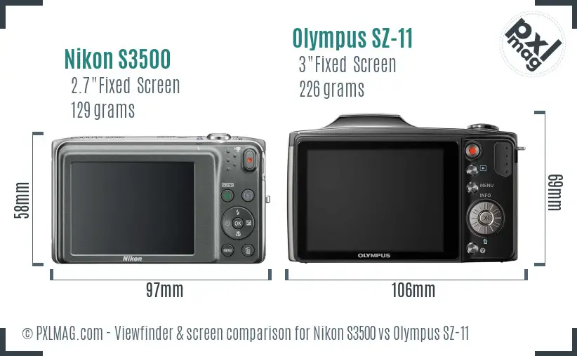 Nikon S3500 vs Olympus SZ-11 Screen and Viewfinder comparison Nikon S3500 vs Olympus SZ-11 Screen and Viewfinder comparison