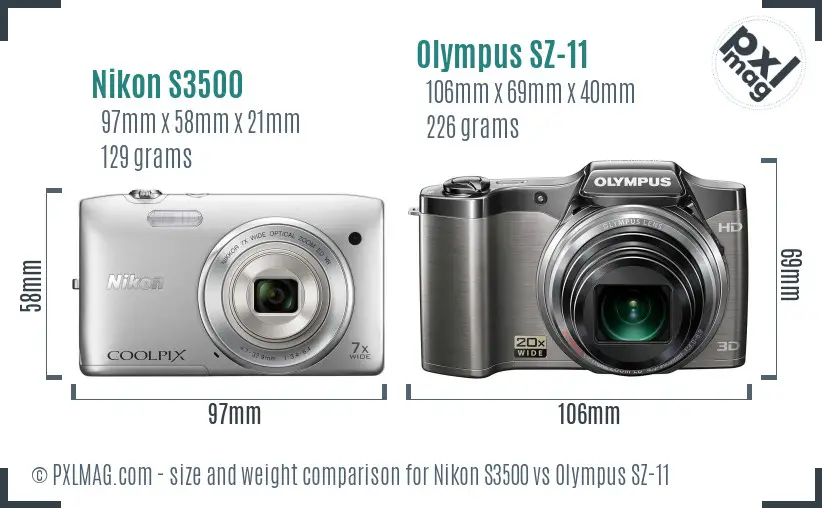 Nikon S3500 vs Olympus SZ-11 size comparison Nikon S3500 vs Olympus SZ-11 size comparison