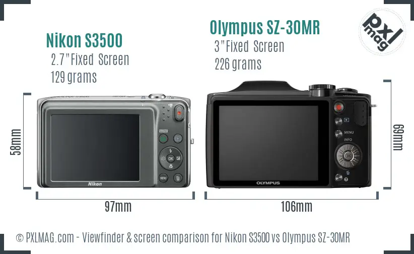 Nikon S3500 vs Olympus SZ-30MR Screen and Viewfinder comparison Nikon S3500 vs Olympus SZ-30MR Screen and Viewfinder comparison