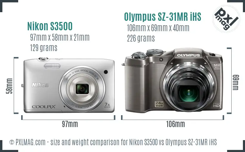 Nikon S3500 vs Olympus SZ-31MR iHS size comparison