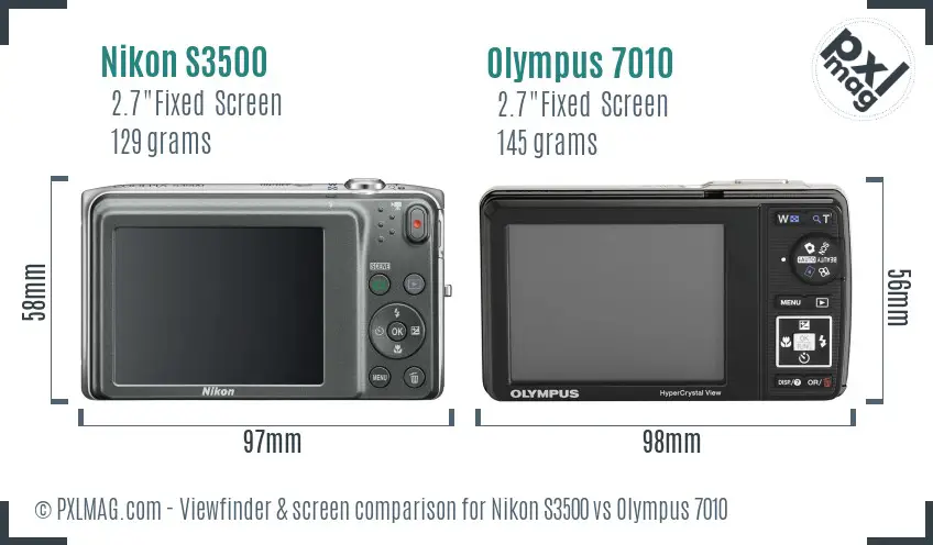 Nikon S3500 vs Olympus 7010 Screen and Viewfinder comparison