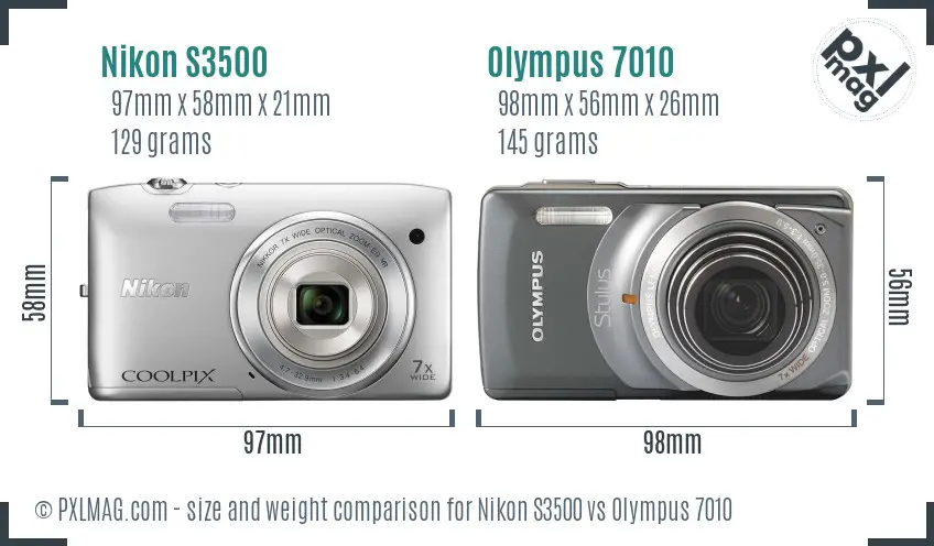Nikon S3500 vs Olympus 7010 size comparison