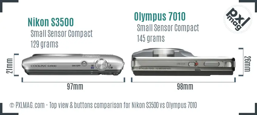 Nikon S3500 vs Olympus 7010 top view buttons comparison