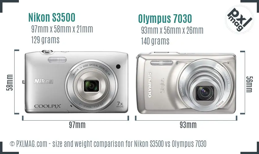 Nikon S3500 vs Olympus 7030 size comparison Nikon S3500 vs Olympus 7030 size comparison