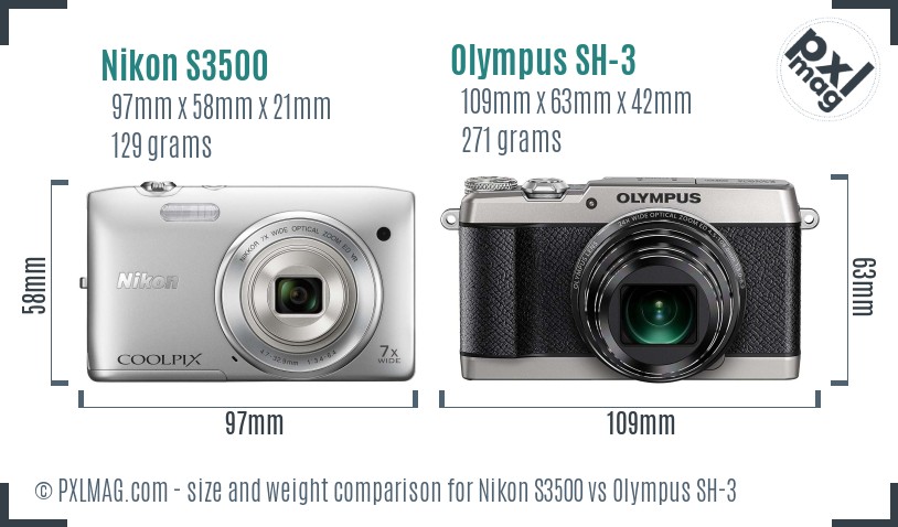Nikon S3500 vs Olympus SH-3 size comparison Nikon S3500 vs Olympus SH-3 size comparison