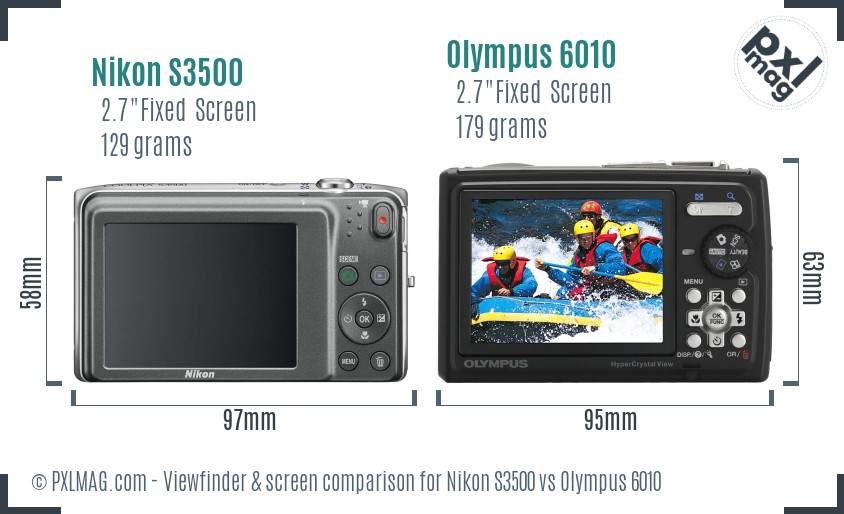 Nikon S3500 vs Olympus 6010 Screen and Viewfinder comparison