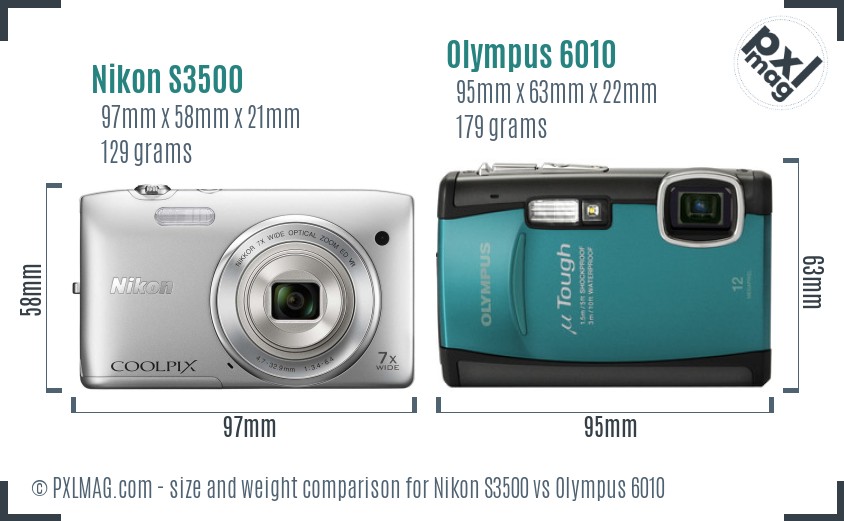 Nikon S3500 vs Olympus 6010 size comparison