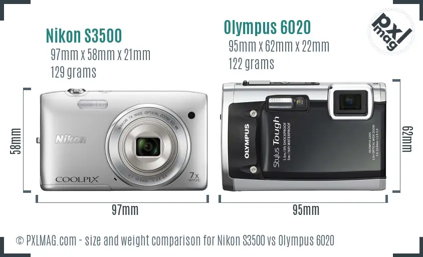 Nikon S3500 vs Olympus 6020 size comparison
