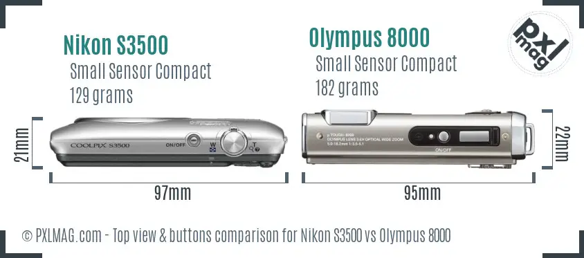 Nikon S3500 vs Olympus 8000 top view buttons comparison Nikon S3500 vs Olympus 8000 top view buttons comparison