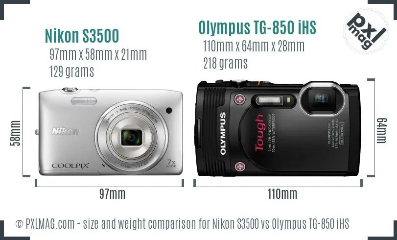 Nikon S3500 vs Olympus TG-850 iHS size comparison