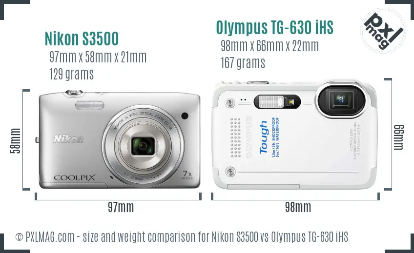 Nikon S3500 vs Olympus TG-630 iHS size comparison